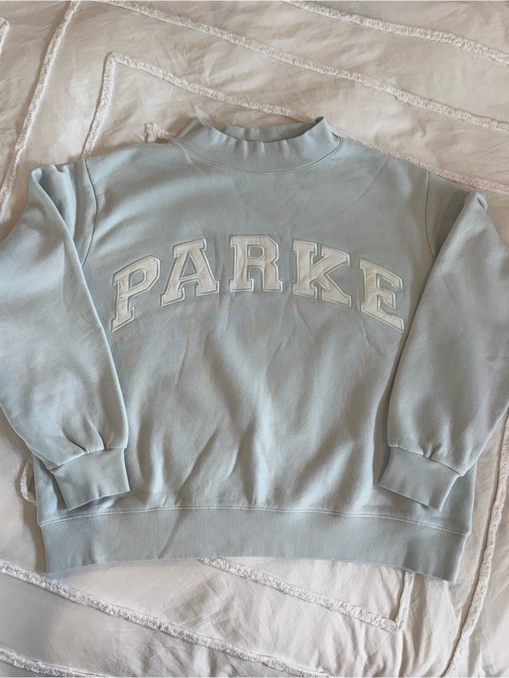 PARKE Light Blue Logo Crewneck Sweatshirt - Women's Relaxed Pullover - Picture 4 of 7